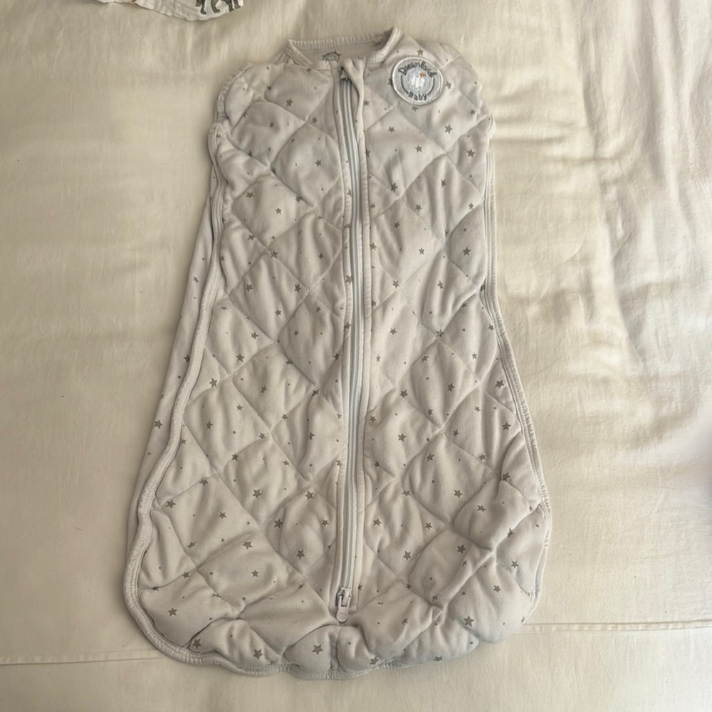 Dream Gray Quilted Baby Sleep Sack with Star Pattern